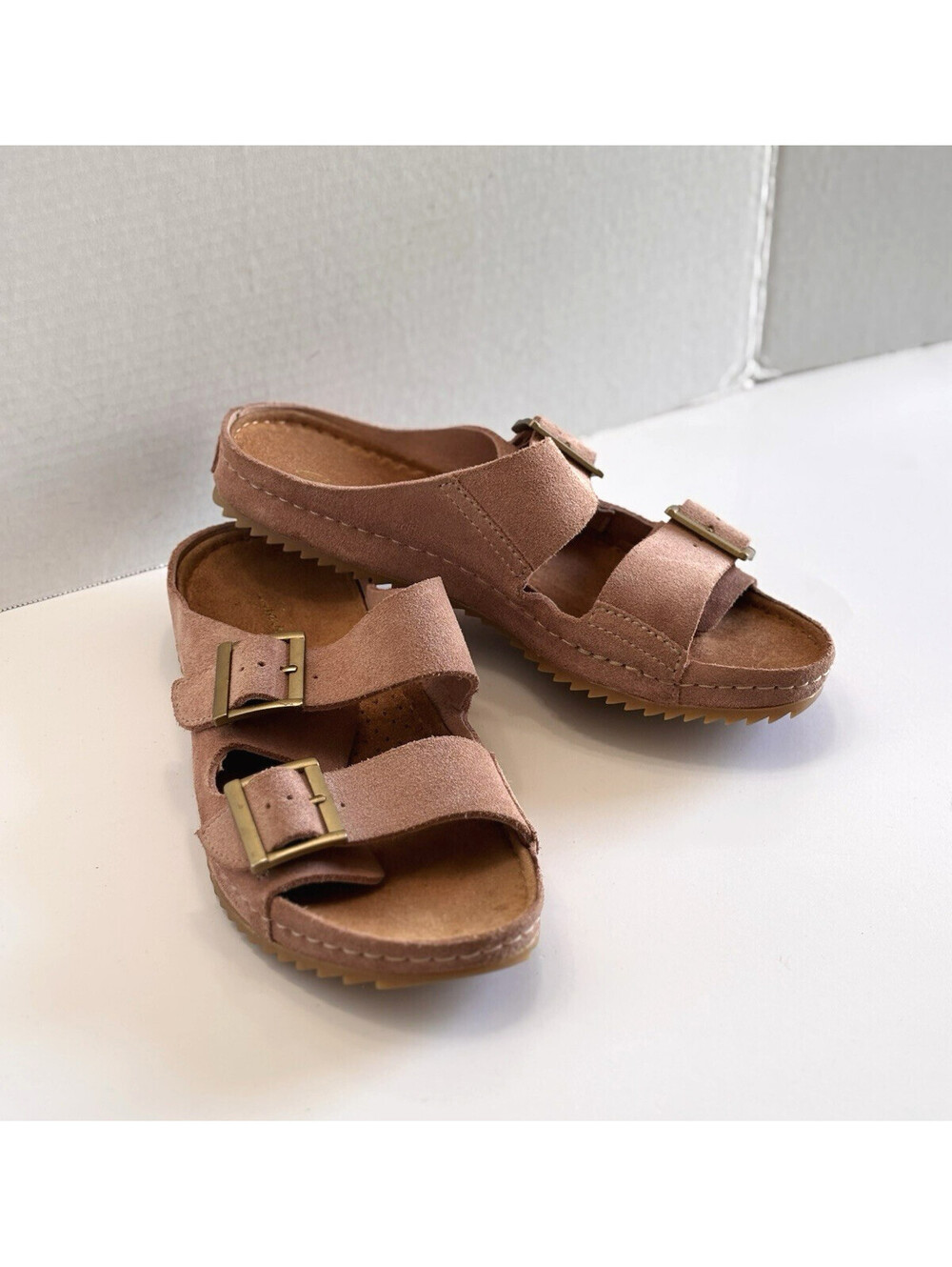 Clarks Brookleigh Sun Slides Women's 9M Dusty Rose Suede Straps Buckles Sandals - Picture 9 of 14